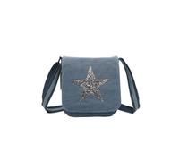 Fontanella Fashion Star Flap Tassel Triple Zip Canvas Crossbody Messenger Bag In Light Blue Light Blue