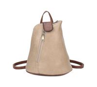 Fontanella Fashion Women's Adjustable Straps Top Handle Compact Zippered Closure Vintage Style Faux Leather Convertible Backpack (Almond)