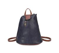 Fontanella Fashion Women's Adjustable Straps Top Handle Compact Zippered Closure Vintage Style Faux Leather Convertible Backpack (Navy)