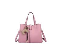 Fontanella Fashion Women's Bella PU Leather Triple Compartment HandBag With A Dog Charm in Bright Pink