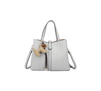 Fontanella Fashion Women's Bella PU Leather Triple Compartment HandBag With A Dog Charm in Light Grey