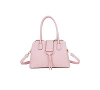 Fontanella Fashion Women's BellaElan PU Leather Triple Compartment Handbag with a metal D-ring Ornament & an Extra Long Strap in Pale Pink