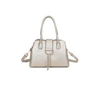 Fontanella Fashion Women's BellaElan PU Leather Triple Compartment Handbag with a metal D-ring Ornament & an Extra Long Strap in Gold