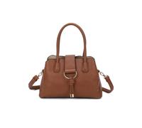 Fontanella Fashion Women's BellaElan PU Leather Triple Compartment Handbag with a metal D-ring Ornament & an Extra Long Strap in Brown