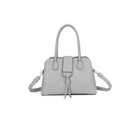 Fontanella Fashion Women's BellaElan PU Leather Triple Compartment Handbag with a metal D-ring Ornament & an Extra Long Strap in Light Grey