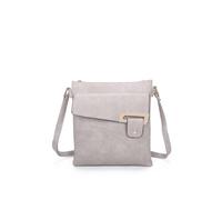 Fontanella Fashion Women's Clasico Accent Buckle Tri-Compartments PU Leather Messenger Bag in Grey Fontanella Fashion Grey One Size