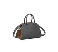 Fontanella Fashion Women's Classic Dome Satchel Handbag Structured Tote Crossbody Shoulder Purse Top Handle Pebble Texture Decorative Stitching (Dark Grey)