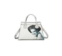 Fontanella Fashion Women's Classic Elvis Printed Trapezium Top Handle PU Leather Tote Bag in Silver Fontanella Fashion Silver