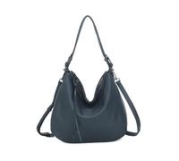 Fontanella Fashion Women's Classic Genuine Leather Spacious Slouch Hobo Shoulder Bag with Adjustable Strap (Navy)