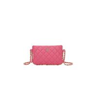 Fontanella Fashion Women's Clover Quilted Diamond Patterned Mini PU Leather Crossbody Bag in Pink