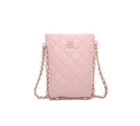 Fontanella Fashion Women's Clover Quilted Diamond Patterned Mini PU Leather Vertical Crossbody Bag in Pale Pink