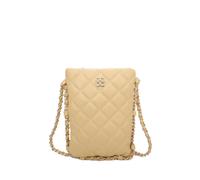 Fontanella Fashion Women's Clover Quilted Diamond Patterned Mini PU Leather Vertical Crossbody Bag in Yellow Fontanella Fashion Yellow One Size