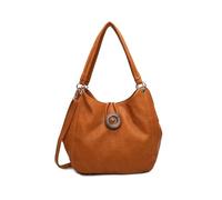 Fontanella Fashion Women's Distinct Button Detail Generous Compartments Chic Crossbody Tote Bag (Brown)