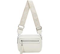 Fontanella Fashion Women's Double Zip Compartment Tassel Charm Lightweight Messenger Handbag Shoulder Crossbody Bag - WHITE