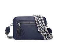 Fontanella Fashion Women's Double Zip Compartment Tassel Charm Lightweight Messenger Handbag Shoulder Crossbody Bag - NAVY