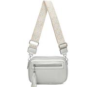 Fontanella Fashion Women's Double Zip Compartment Tassel Charm Lightweight Messenger Handbag Shoulder Crossbody Bag - SILVER v2