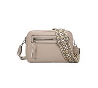 Fontanella Fashion Women's Double Zip Compartment Tassel Charm Lightweight Messenger Handbag Shoulder Crossbody Bag - ALMOND v2