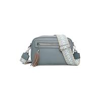 Fontanella Fashion Women's Double Zip Compartment Tassel Charm Lightweight Messenger Handbag Shoulder Crossbody Bag - DENIM BLUE