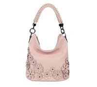 Fontanella Fashion Women's Elegant Faux Leather Floral Embellished Shoulder Bag With Braided Handle And 3D Flower Accents (PALE PINK)