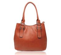 Fontanella Fashion Women's Elegant Metal Accents Double Handles Spacious Interior Leather Tote Bag