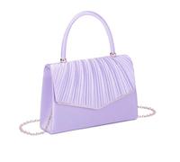 Fontanella Fashion Women's Elegant Pleated Flap Evening Clutch Purse Envelope Bag Top Handle Detachable Chain Wedding Party Handbag (Lilac)