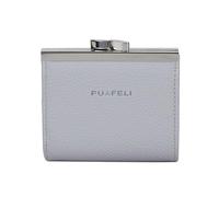 Fontanella Fashion Women's Elegant Small Pebbled PU Leather Coin Purse Wallet with Classic Metal Clasp Slim Minimalist Pouch (Ash Grey)