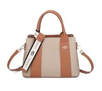 Fontanella Fashion Women's Elegant Structured Decorative Band Accessory Crossbody Shoulder Bag Spacious Stylish Everyday Purse (Almond)