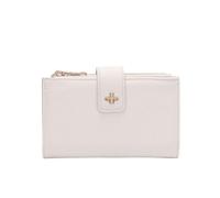 Fontanella Fashion Women's Elegant Vegan Leather Pebbled Long Wallet Pouch Multi-Slot Card Organizer with Bee Emblem (Off-White)