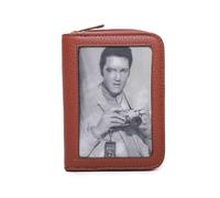 Fontanella Fashion Womens Elvis Celebrity 3D Effect Design Bifold Purse Wallet Card Holder Small Size -BROWN