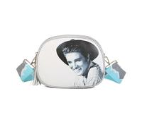 Fontanella Fashion Women's Elvis Presley Crossbody Bag King Rock And Roll Fashion Sling Purse Wide Adjustable Strap Tassel Zipper Closure (E12-Silver)