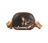 Fontanella Fashion Women's Elvis Presley Crossbody Bag King Rock And Roll Fashion Sling Purse Wide Adjustable Strap Tassel Zipper Closure (E5-Tan)