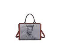 Fontanella Fashion Women's Elvis Printed 3D Tape PU Leather Top Handle Bag in Dark Brown