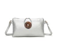 Fontanella Fashion Women's Eterna Wooden Button Dual Compartment Mini Size Crossbody Bag in Silver Fontanella Fashion Silver One Size