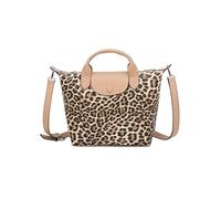 Fontanella Fashion Women's Faux Leather Crossbody Shoulder Tote Handbag Leopard Print Top Handle Purse Adjustable Strap Snap Zipper Closure (Almond)