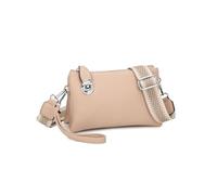 Fontanella Fashion Women's Faux Leather Wide Strap Crossbody Handbag Shoulder Purse Lightweight Durable Zipper Closure Twist Lock Feature (Almond)