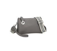 Fontanella Fashion Women's Faux Leather Wide Strap Crossbody Handbag Shoulder Purse Lightweight Durable Zipper Closure Twist Lock Feature (Dark Grey)