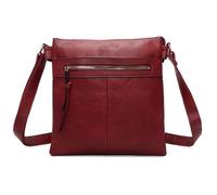Fontanella Fashion Women's Front Zip Tassel Double Compartment PU Leather Simple Handbag Girl School Shoulder Handbag Crossbody Bag-BURGUNDY