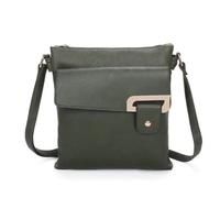 Fontanella Fashion Womens Lightweight PU Leather Messenger Sling Handbag Shoulder Bag with Adjustable Long Crossbody Strap -OLIVE