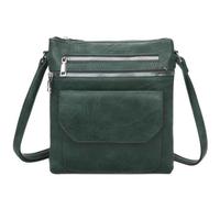 Fontanella Fashion Women's Lightweight PU Leather Practical Casual Ladies Small Sling Shoulder Handbag Crossbody Bag - EMERALD