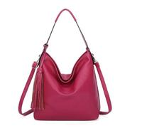 Fontanella Fashion Womens lightweight Shopper Top Handle Large Hobo PU Leather with Crossbody Strap - ROSE