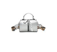 Fontanella Fashion Women's Loma Triple Zip Jacket-Style PU Crossbody Handbag with Canvas Strap in Silver