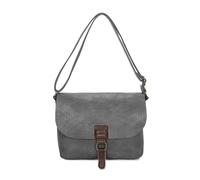 Fontanella Fashion Women's Multiple Compartments Adjustable Strap Buckle Front Flap Faux Leather Crossbody Shoulder Bag (Dark Grey)