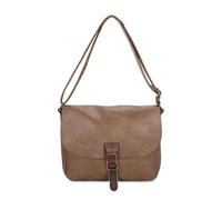 Fontanella Fashion Women's Multiple Compartments Adjustable Strap Buckle Front Flap Faux Leather Crossbody Shoulder Bag (Taupe)