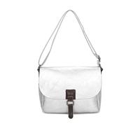 Fontanella Fashion Women's Multiple Compartments Adjustable Strap Buckle Front Flap Faux Leather Crossbody Shoulder Bag (Silver)