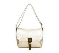 Fontanella Fashion Women's Multiple Compartments Adjustable Strap Buckle Front Flap Faux Leather Crossbody Shoulder Bag (Light Gold)