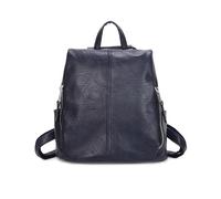 Fontanella Fashion Women's Multiple Pockets Adjustable Straps Vintage Style Faux Leather Spacious Convertible Backpack (Navy)