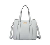 Fontanella Fashion Women's Pebbled Vegan Leather Structured Tote Bag Twist Lock Closure Top Handle Detachable Shoulder Strap (Ash Grey)