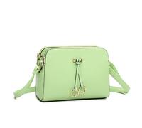 Fontanella Fashion Women's PU Leather Handbag Double Ring Tassle Shopper Triple Compartment Lightweight Shoulder Crossbody Bag - SHARP GREEN