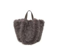 Fontanella Fashion Women's Reversible Faux Fur Slouchy Winter Tote Shoulder Handbag Leopard Print Sparkle Shimmer Top Handle Purse (Dark Grey)