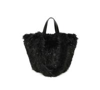 Fontanella Fashion Women's Reversible Faux Fur Slouchy Winter Tote Shoulder Handbag Leopard Print Sparkle Shimmer Top Handle Purse (Black)